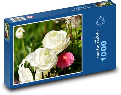 Pryskyřník - květina, zahrada - Puzzle 1000 dílků, rozměr 60x46 cm