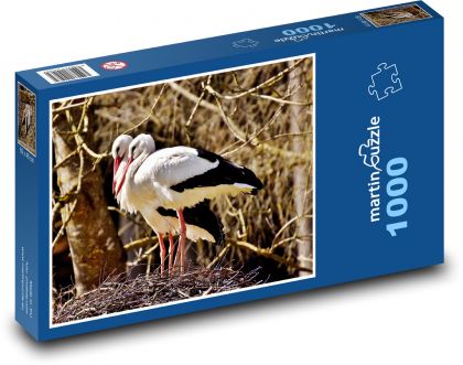 Čápi - hnízdo, ptáci - Puzzle 1000 dílků, rozměr 60x46 cm
