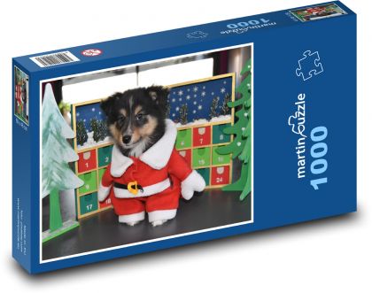 Dog - Christmas costume, puppy - Puzzle 1000 pieces, size 60x46 cm 