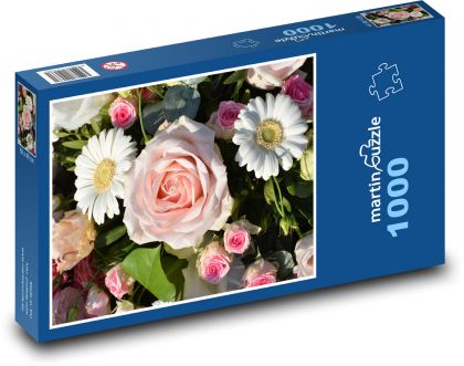 Kytice - růže, sedmikrásky - puzzle 1000 dílků