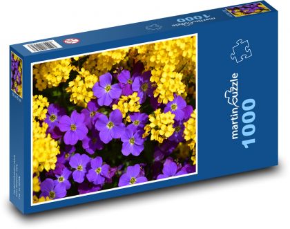 Květiny - fialové a žluté květy - Puzzle 1000 dílků, rozměr 60x46 cm