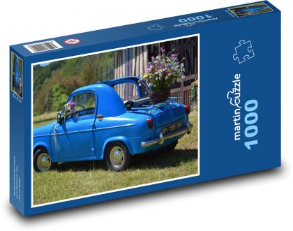 Modré malé auto - puzzle 1000 dílků