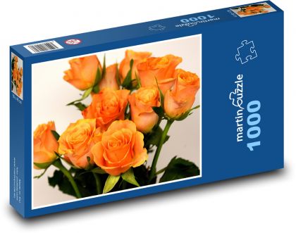 Oranžové růže - květina, dárek - puzzle 1000 dílků