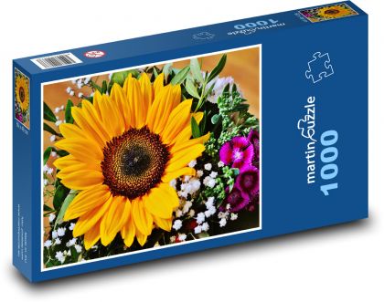 Slnečnica - kytica, letné - Puzzle 1000 dielikov, rozmer 60x46 cm