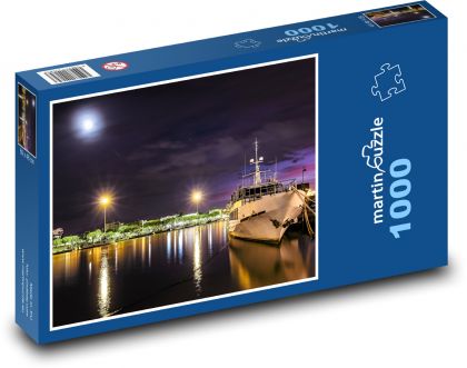 Loď - noc, rieka - Puzzle 1000 dielikov, rozmer 60x46 cm
