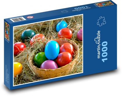 Veľkonočné vajíčka - vajcia, košík - Puzzle 1000 dielikov, rozmer 60x46 cm