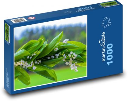 Konwalie - białe kwiaty, rośliny - Puzzle 1000 elementów, rozmiar 60x46 cm