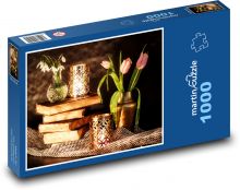 Tulipany - bukiety, przebiśniegi Puzzle 1000 elementów - 60x46 cm