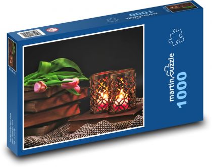 Tulpen - Kerze, Frühling - Puzzle - 1000 Teile