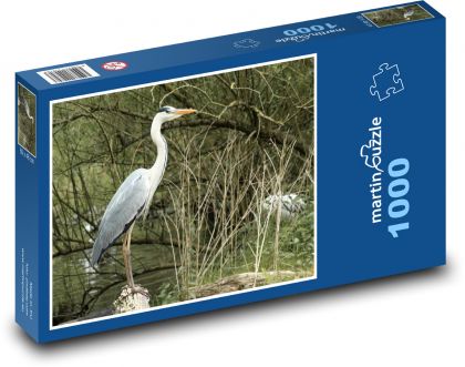 Volavka popelavá - vodní pták, zvíře - Puzzle 1000 dílků, rozměr 60x46 cm
