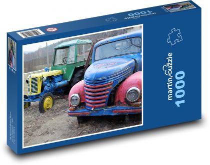 Auto - traktor, nákladní auto - Puzzle 1000 dílků, rozměr 60x46 cm
