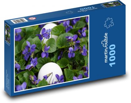 Purple Flower - Spring, Eggs - Puzzle 1000 pieces, size 60x46 cm 