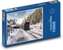 Winter in the mountains - snow, train Puzzle 1000 pieces - 60 x 46 cm 
