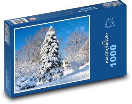 Zima - sneh, stromy - Puzzle 1000 dielikov, rozmer 60x46 cm