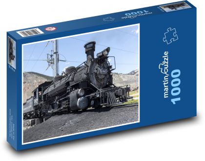 Steam locomotive - train, tracks - Puzzle 1000 pieces, size 60x46 cm 