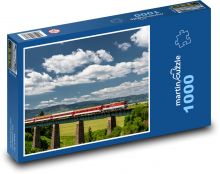 Pociąg - most, kolej Puzzle 1000 elementów - 60x46 cm