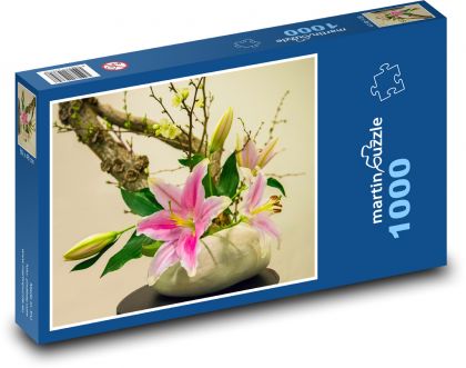 Květinové aranžmá - lilie, kytice - puzzle 1000 dílků