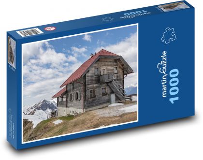 Chata - hory, sneh - Puzzle 1000 dielikov, rozmer 60x46 cm