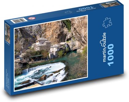 Klasztor Derwiszów – rzeka Buna, Bośnia - Puzzle 1000 elementów, rozmiar 60x46 cm