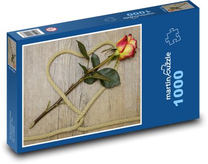 Srdce - růže, láska - Puzzle 1000 dílků, rozměr 60x46 cm