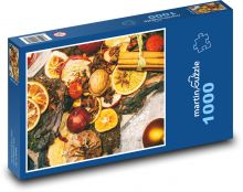 Boże Narodzenie - owoce, dekoracje Puzzle 1000 elementów - 60x46 cm