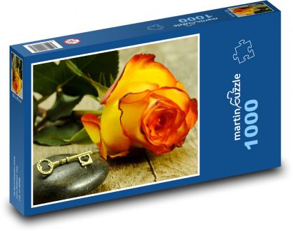 Kľúč - srdce, ruža - Puzzle 1000 dielikov, rozmer 60x46 cm