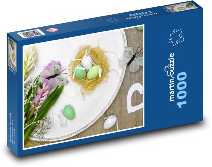 Velikonoční vajíčka - hnízdo, dekorace - Puzzle 1000 dílků, rozměr 60x46 cm