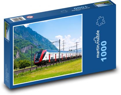 Pociąg elektryczny w Alpach - Puzzle 1000 elementów, rozmiar 60x46 cm