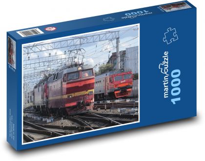 Lokomotywa - dworzec, kolej - Puzzle 1000 elementów, rozmiar 60x46 cm