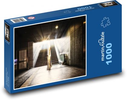 Metro - jezdící schody, podzemí - Puzzle 1000 dílků, rozměr 60x46 cm