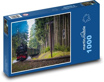 Vlak - les, koleje - Puzzle 1000 dílků, rozměr 60x46 cm