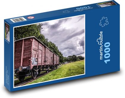 Nákladní vagón - vlak, kolejnice - Puzzle 1000 dílků, rozměr 60x46 cm
