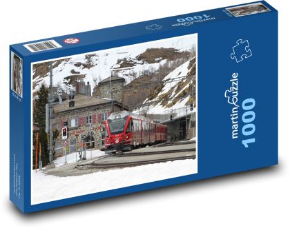 Bernina Švýcarsko - vlak, příroda - Puzzle 1000 dílků, rozměr 60x46 cm