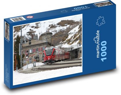 Bernina Švýcarsko - vlak, příroda - puzzle 1000 dílků