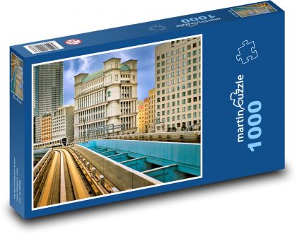 Metro - vlak, budovy - Puzzle 1000 dílků, rozměr 60x46 cm