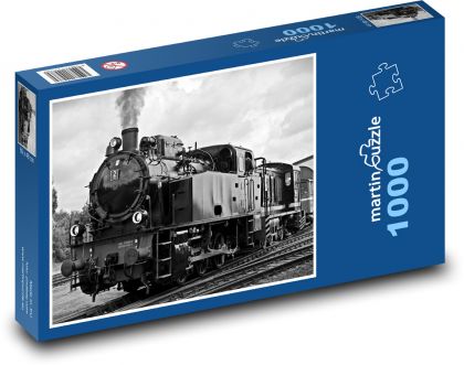 Parní lokomotiva - vlak, železnice - Puzzle 1000 dílků, rozměr 60x46 cm