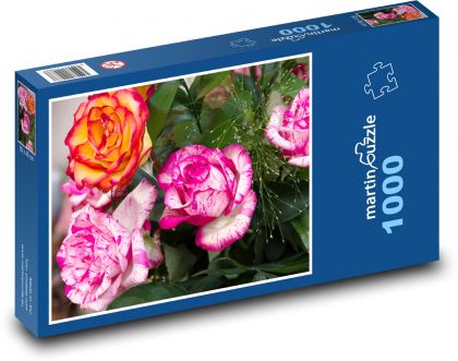 Kytice růží - květiny, narozeniny - Puzzle 1000 dílků, rozměr 60x46 cm