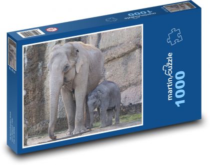 Elephants - cub, elephant - Puzzle 1000 pieces, size 60x46 cm 