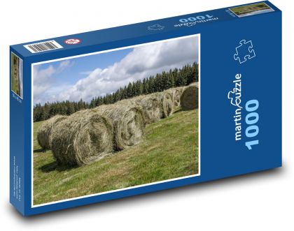 Seno - tráva, pole - Puzzle 1000 dielikov, rozmer 60x46 cm