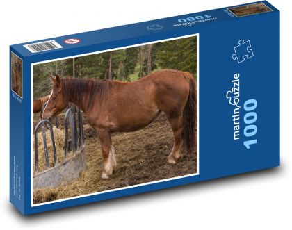 Hnědý kůň - farma, venkov - Puzzle 1000 dílků, rozměr 60x46 cm
