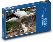 White stork - nest, cub Puzzle 1000 pieces - 60 x 46 cm 