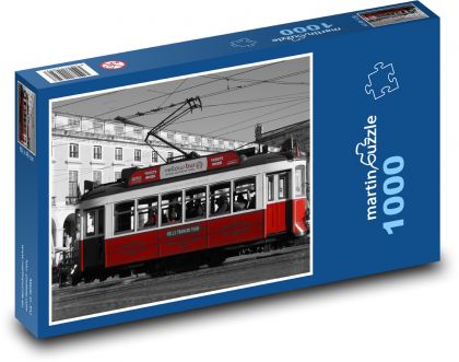 Tramvaj - Lisabon, kolejnice - Puzzle 1000 dílků, rozměr 60x46 cm