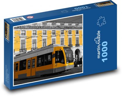 Tramvaj - budova, přeprava - Puzzle 1000 dílků, rozměr 60x46 cm