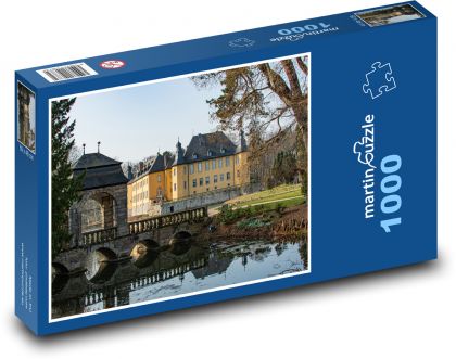 Zámok - most, jazero - Puzzle 1000 dielikov, rozmer 60x46 cm