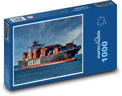 Kontejnerová loď - náklad, přeprava - Puzzle 1000 dílků, rozměr 60x46 cm