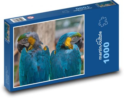 Papoušek ara - modrý pták, zobák - Puzzle 1000 dílků, rozměr 60x46 cm