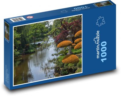 Japonská zahrada - orientální park, jezero  - Puzzle 1000 dílků, rozměr 60x46 cm
