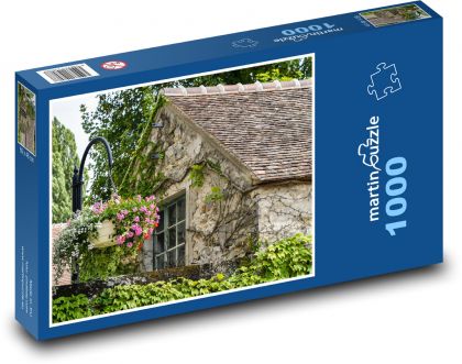 Altes Haus - Blumen, Vegetation - Puzzle - 1000 Teile