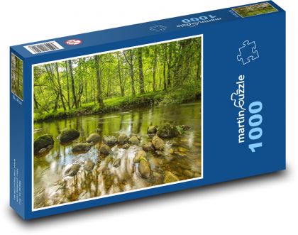 Řeka - kameny, stromy - Puzzle 1000 dílků, rozměr 60x46 cm