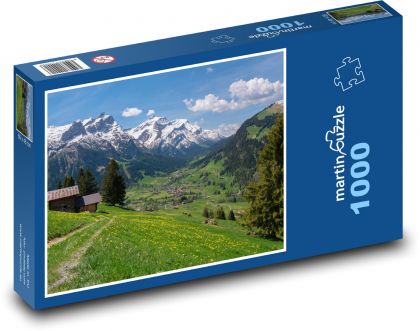 Švýcarsko - krajina, hory - Puzzle 1000 dílků, rozměr 60x46 cm
